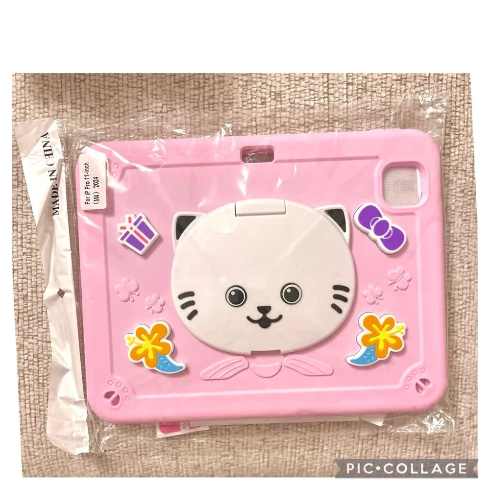 NEW IPAD PRO 11 2024 TABLET CASE HOLDER SILICONE HYBRID PC STRAP CHERRY BLOSSOM